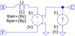 This simple subcircuit is equivalent to an inductor or transformer winding.