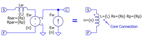 This simple subcircuit is equivalent to an inductor or transformer winding.