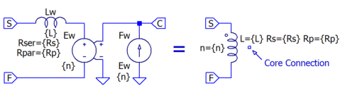 This simple subcircuit is equivalent to an inductor or transformer winding